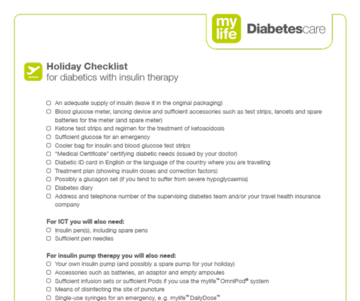 Holiday Checklist for diabetics with insulin therapy